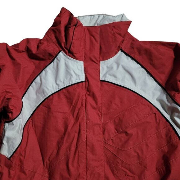 Columbia Covert Jacket Red White Double Zipper Snap Pockets Womens Large No Hood - Picture 3 of 12